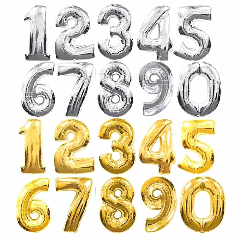 32 inch 10 stuks goud zilver nummer folie ballonnen cijfer luchtballonnen gelukkige verjaardag bruiloft decoratie cijfer ballon feest speelgoed