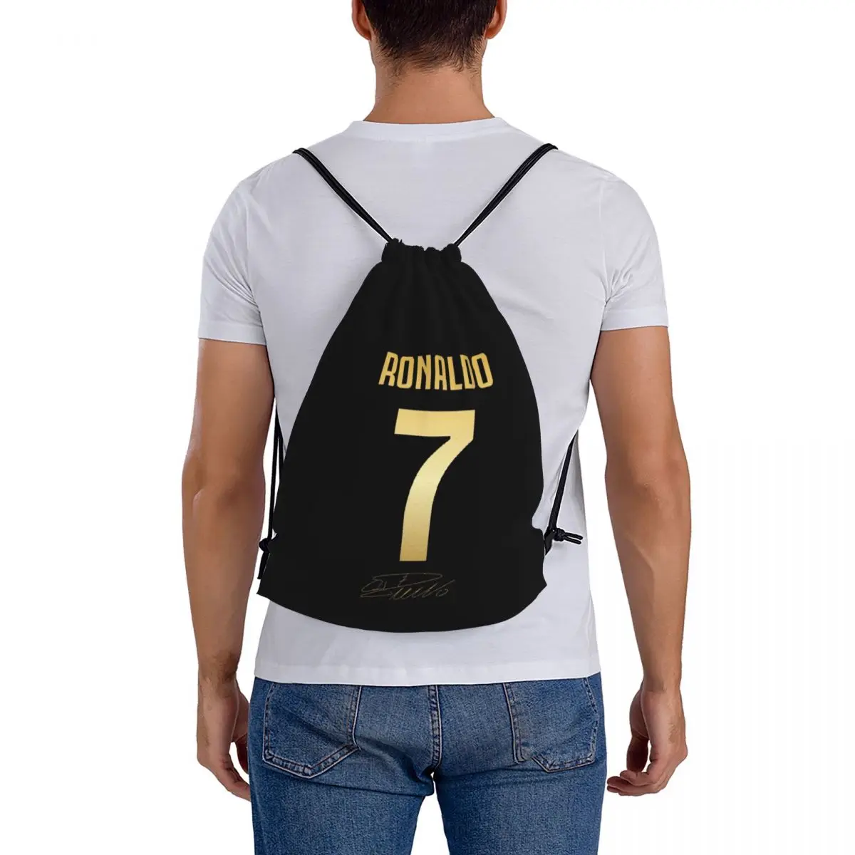 CR7 Cristiano Ronaldo sacs à dos sacs à cordon portables cordon paquet poche articles divers sac BookBag pour homme femme étudiants