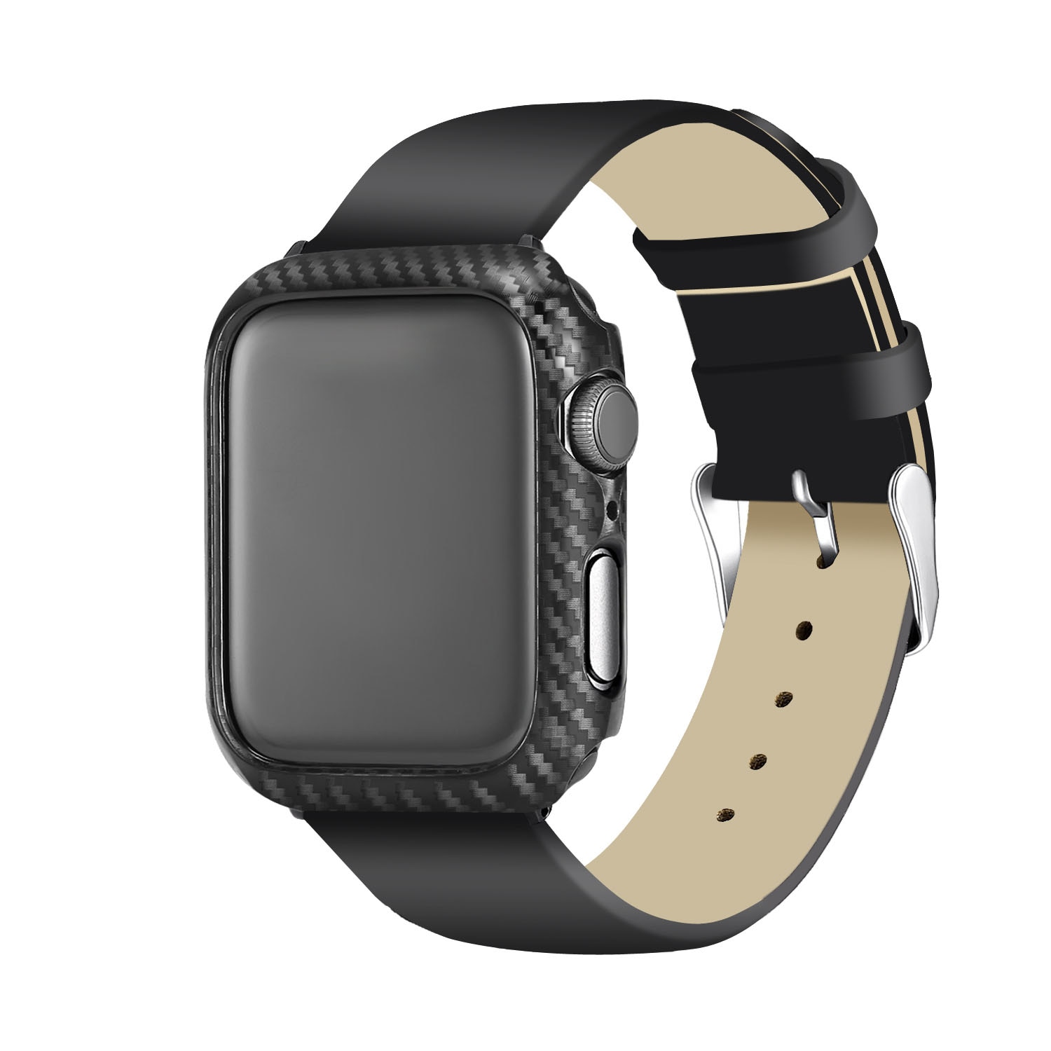Frame Carbon Fiber Watch Cover For Apple Watch 44mm 40mm 42mm 38mm Case Series 5 4 3 2 1 Protective Protect Shell Bumper