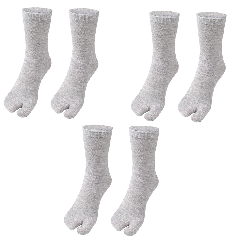 3Pairs/Lot Japanese Style Tabi Toe Socks Cotton Men Women Bamboo Fiber Deodorant Breathable Separate Kimono Flip FlopTwo Fingers: GRAY