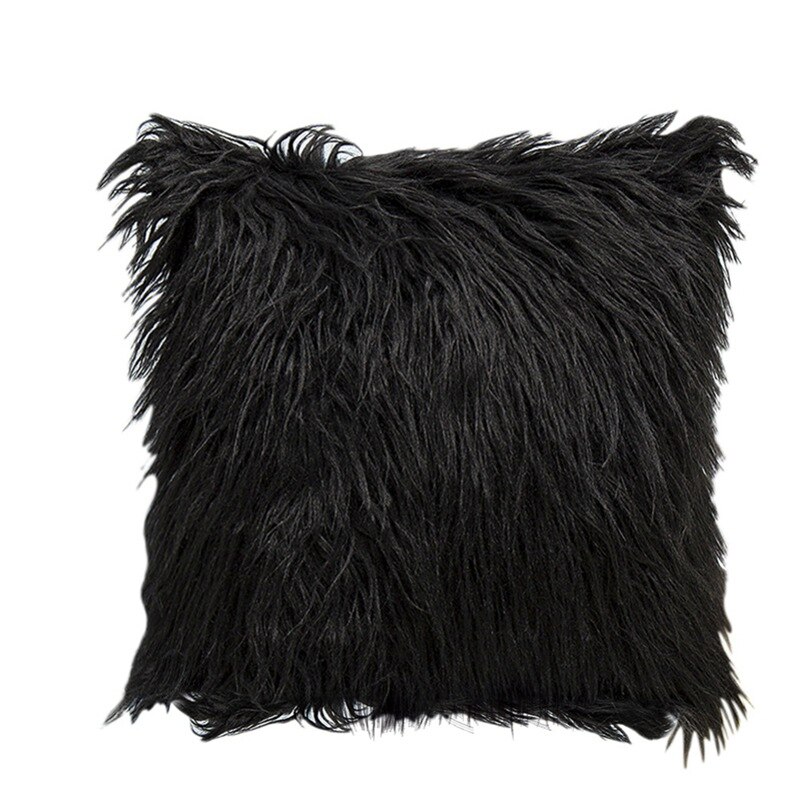 1PC Nordic Posh Style Home Decor Super Soft Plush Mongolian Faux Fur Throw Pillow Cover Cushion Case Pillowcase Square D: 6