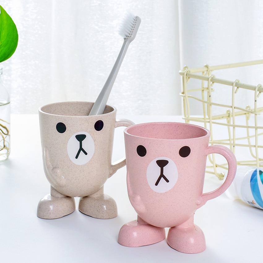 1 pc dejlige tegneserie mælk kaffekop børn tegneserie vaskekop tandbørsteholder kop badeværelse skyllekrus baby træningskopper