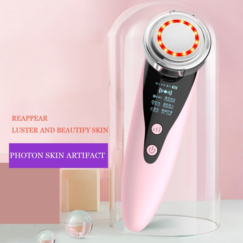 LED Face Beauty Massager Cold Hammer Ultrasonic Cryotherapy Facial Vibration Massager Face Body Spa Ion Beauty Instrument