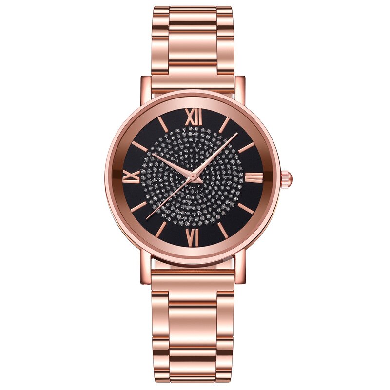 Vrouwen Horloges Luxe Strass Rose Goud Dames Horloges Vrouwen Armband Horloge Voor Vrouwelijke Klok Relogio Feminino: black