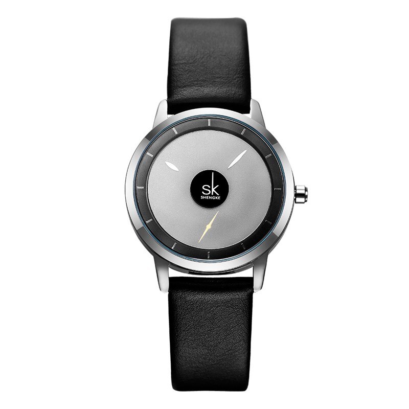 Paar horloge eenvoudig heren- en dameshorloge leren band waterdicht quartz paar formele heren- en dameshorloges: Vrouwelijke grijze