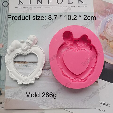Engel babyramme aroma gipsform til boligdekoration fotoramme fondant kage silikoneform diy lerrammeform: 4