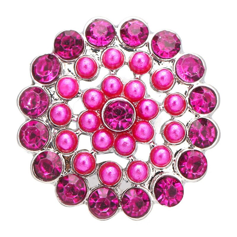 KZ3576 Ronde Strass Kralen Bloem Metalen 18Mm Snap Knoppen Fit 18Mm Snap Armband Snap Sieraden: Rose