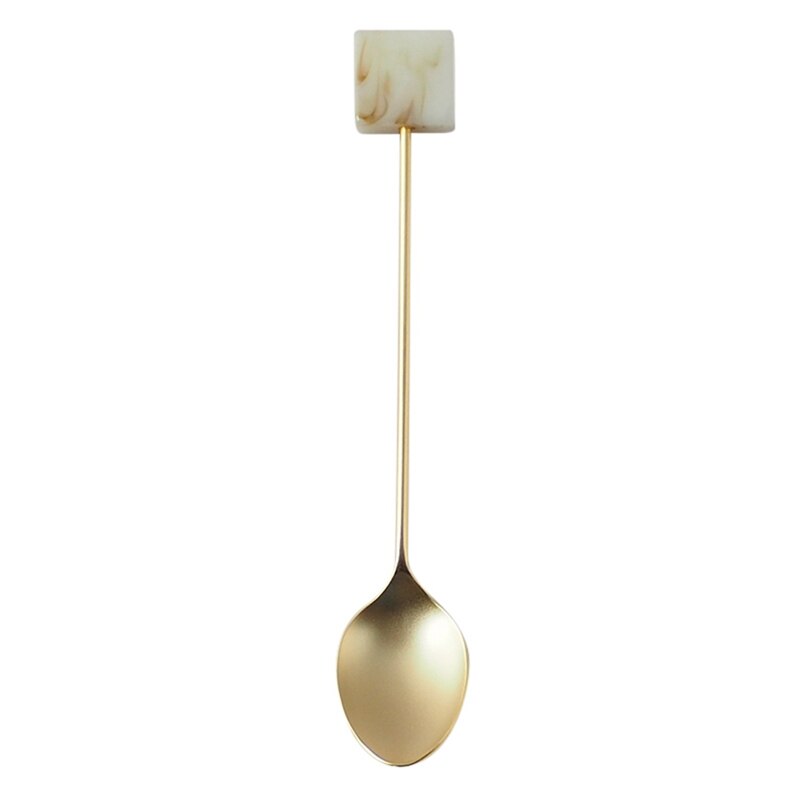 Stainless Steel Coffee Small Stirring Spoon Simple Acrylic Gold-plated Geometric Shape Dessert Spoon: W2