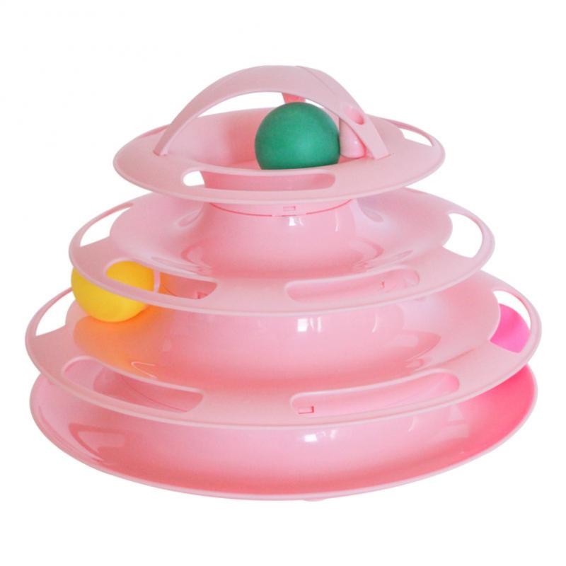 3/4 Levels Cat Toy Tower Training Amusement Plate Kitten Tower Tracks Disc Cat Intelligence Amusement Triple Disc Pet Products: 01