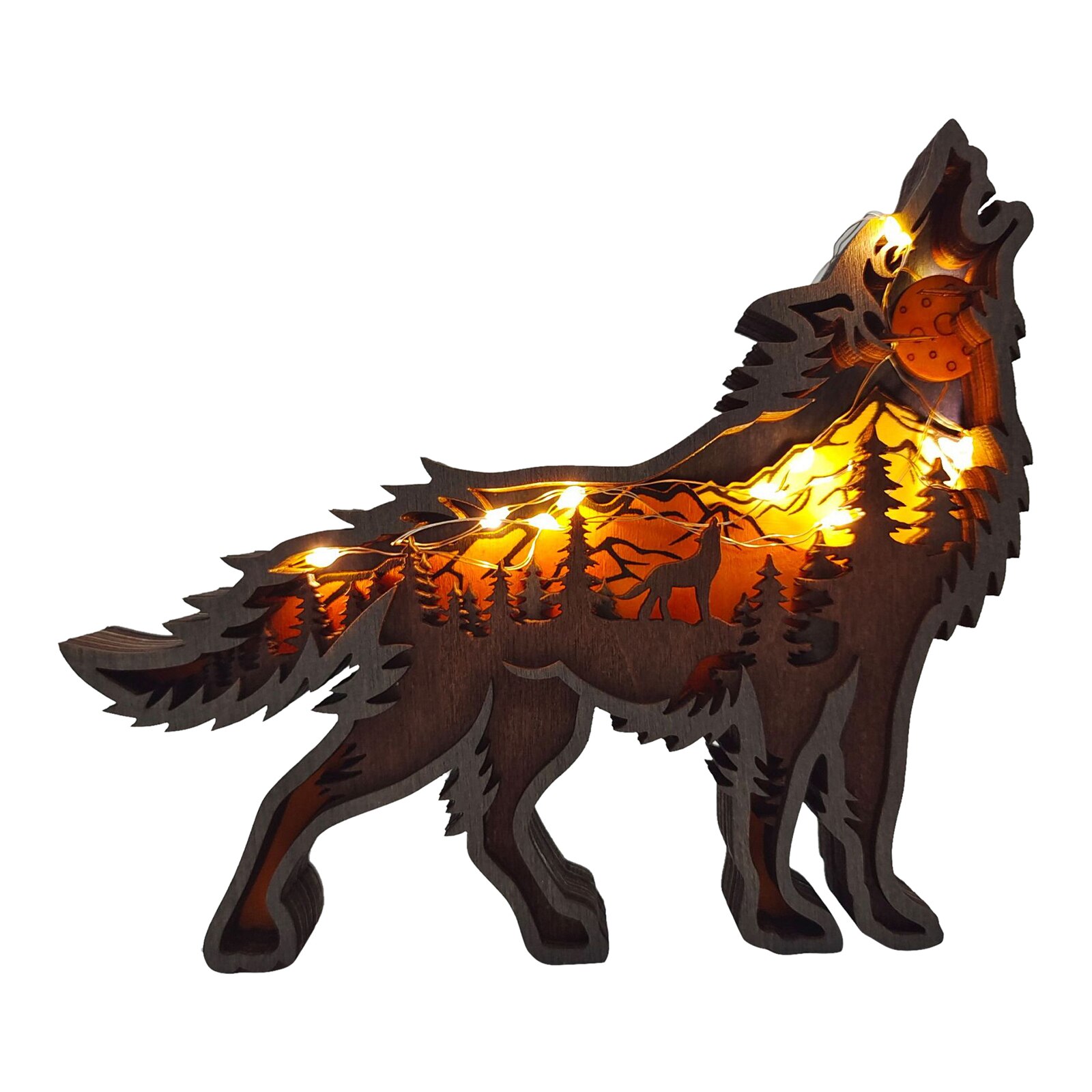 Animal Carving Handcraft Wall Hanging Sculpture 3D Wolf Horse Bear Deer Hand Painted Decorations for Home Living Room