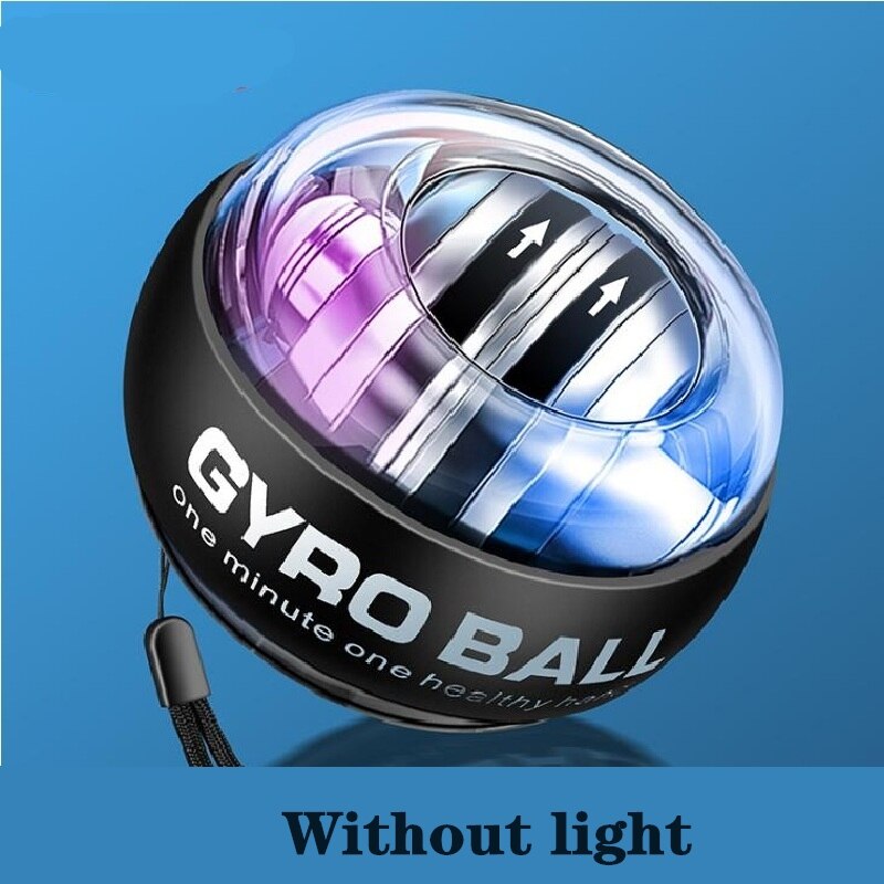 Wrist Ball Trainer Gyroscope Strengthener Gyro Power Ball Arm Exerciser Exercise Machine Gym Fitness Equipment with/withou light: Black without llight