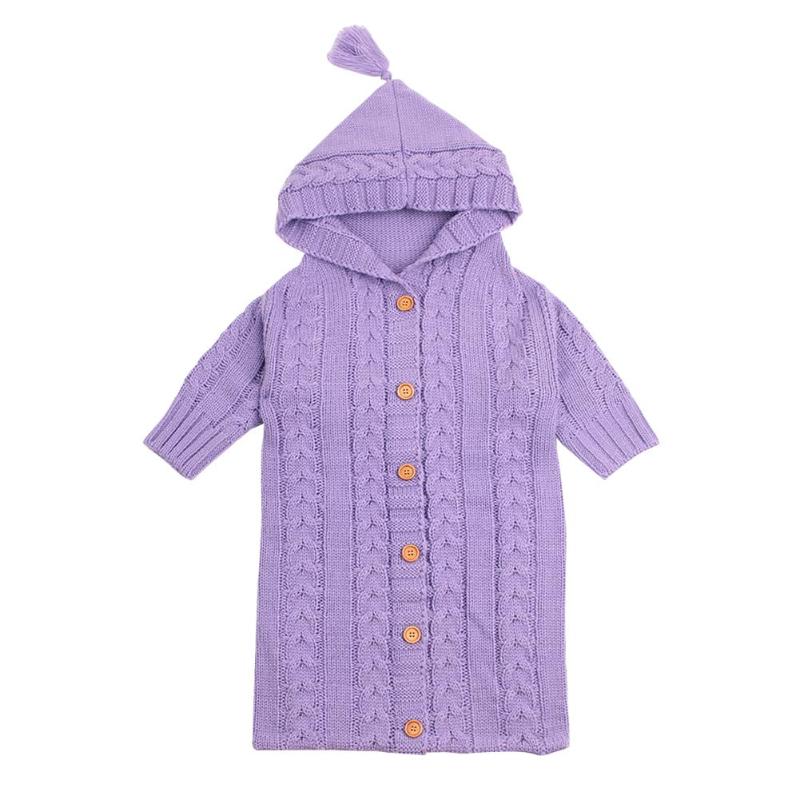 Caldo di inverno del lavorare a maglia Del bambino Sacchi A Pelo con Manica Primavera tutto'uncinetto Appena nato Delle Ragazze Dei Ragazzi Sacchi di Sonno infantile Passeggino Buste 0-12M: VIOLA