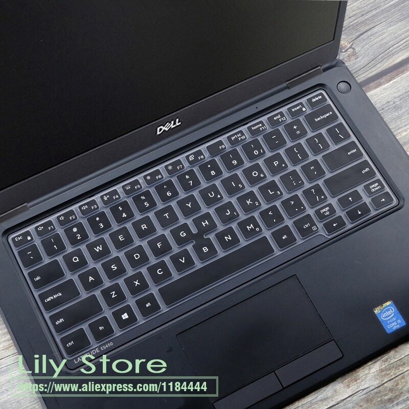 14 tommer silikone notebook laptop tastatur cover beskytter hud til dell latitude 7400 3400 5400 5401 7400: Sort