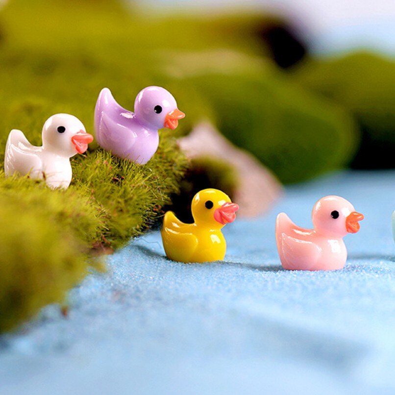 Cute 50 Pcs Duck Ornaments Flower Pots Plants Micro Landscape Small Decorative Animal Gardening Indoor Home Desk Decoration