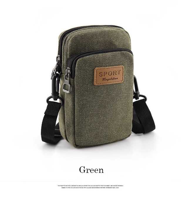 Universale 6.5 ''Impermeabile Multifunzionale della tela di canapa sacchetto del telefono del Sacchetto di Spalla Della Borsa Casual Crossbody bag Borse Messenger per Gli Uomini Uomo: Green