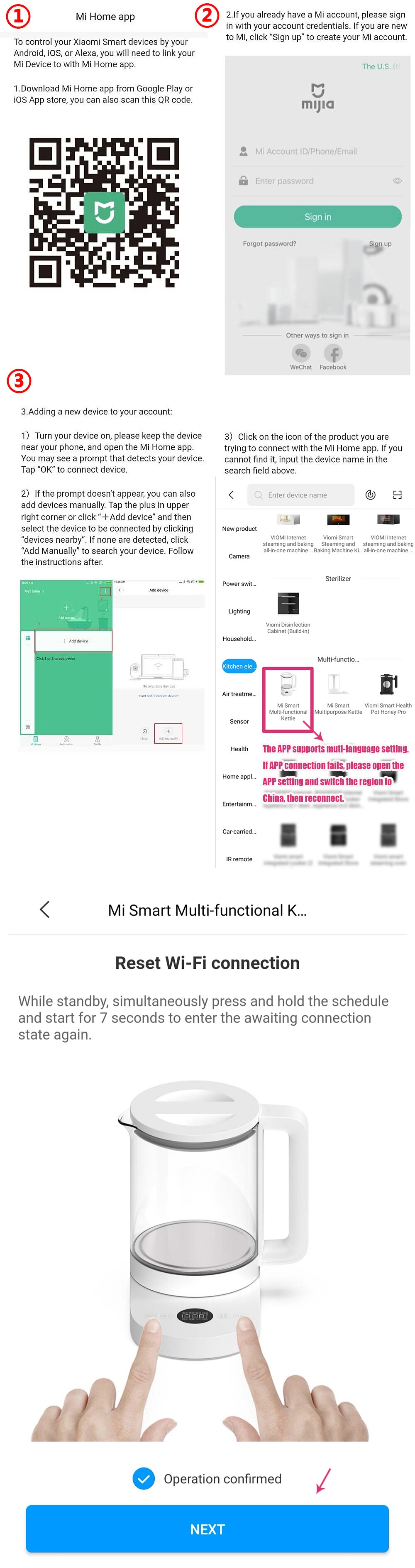 Xiaomi Mijia Smart Multifunctional Health Kettle MYSH0E1ACM Multiple Cooking Modes 304 Stainless Steel And Glass Health Pot