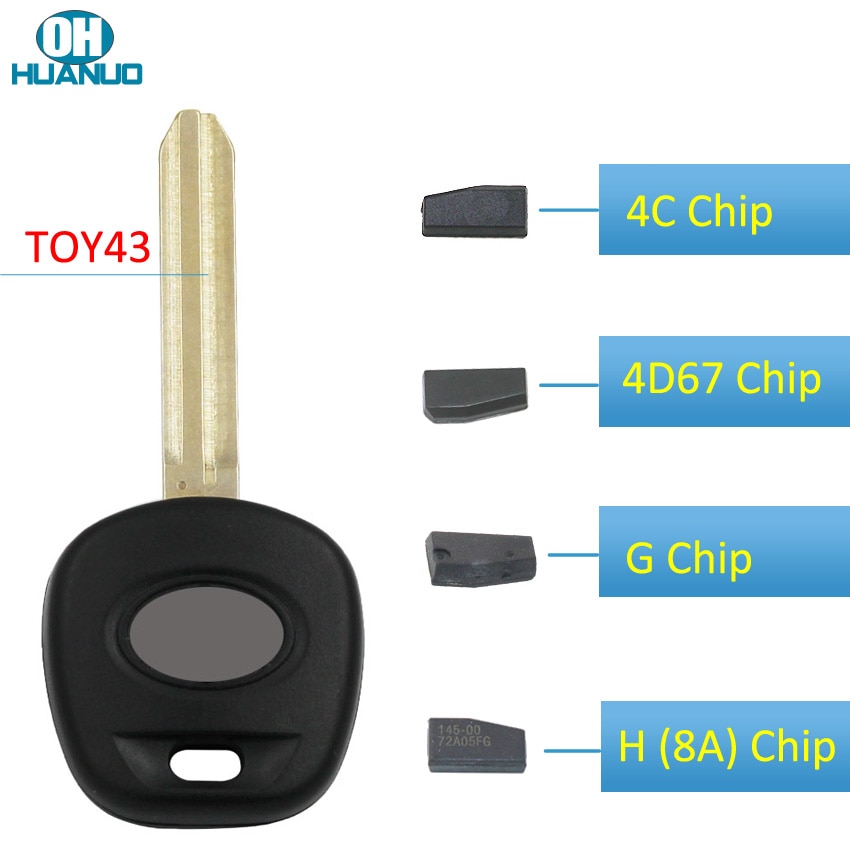 Transponder ignition Blank Key Shell Case Fob for-Toyota Corolla Yaris Avensis with ID4C 4C Chip 4D67 G Chip H (8A) TOY43 Blade