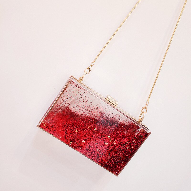 neue eins Super Transparente flüssigkeit tasche weibliche tasche Diagonale Mini platz Kasten Kupplung Tasche