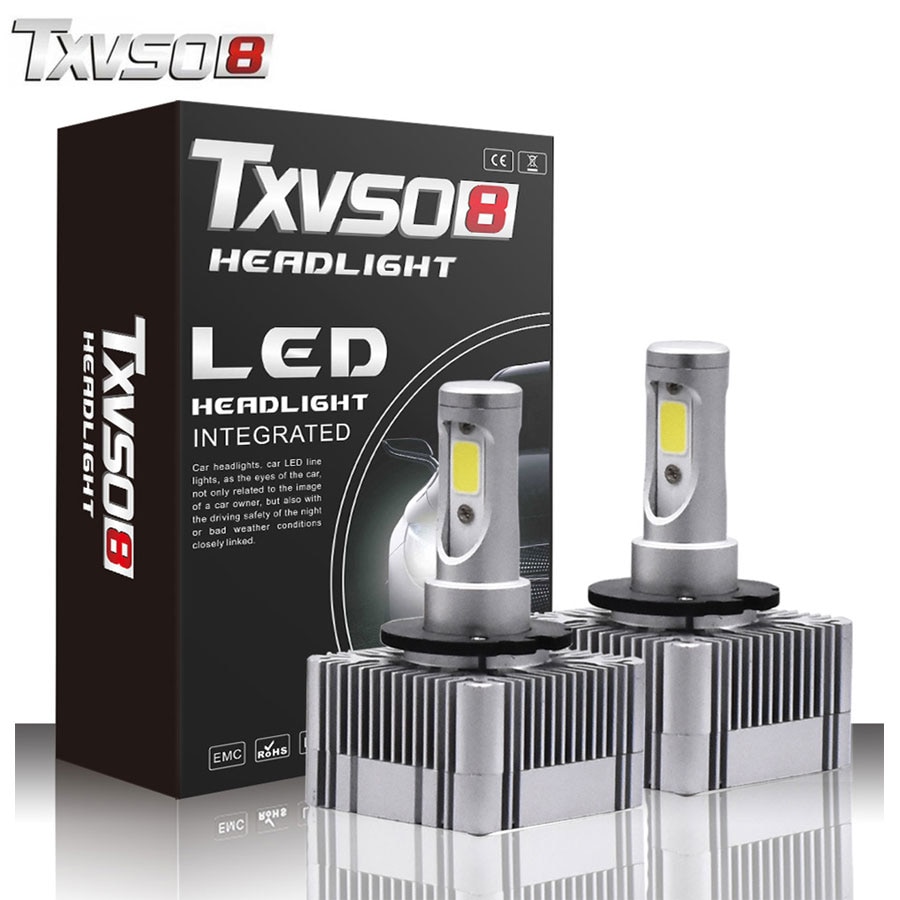 TXVSO8 H7 D1S H4 Led Car Headlight Bulbs Kit COB Chips 6000K 55W bombillas D3s Auto H8 H11 Led HB3 Fog Lamp Bulb 12V lampadas