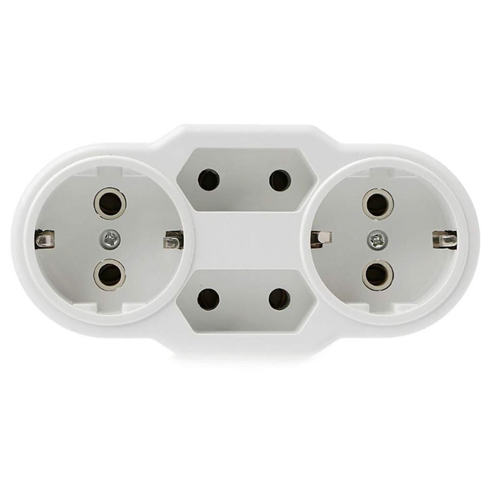 Adaptador de distribución de energía de enchufe múltiple, toma de contacto protectora de Triple Enchufe europeo a ruso