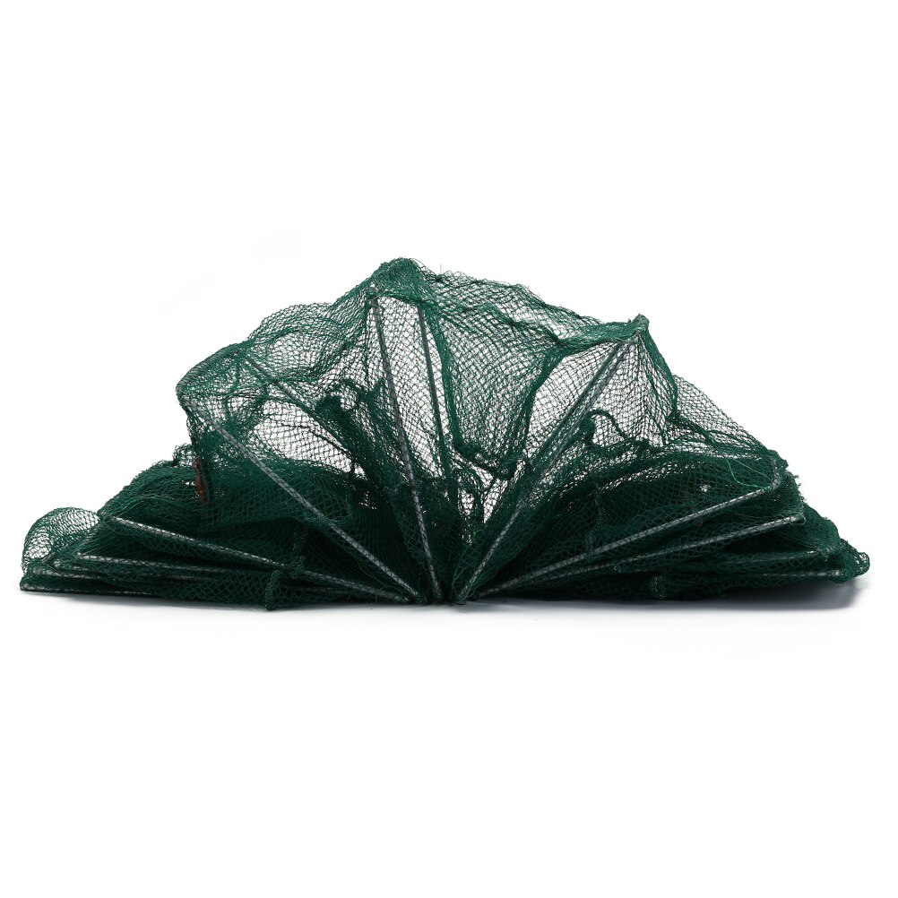 Crab Crayfish Lobster Catcher Live Trap Fish Net Eel Prawn Shrimp Lure Nets 11 intervals Foldable Nylon Fishing Net 3.5m