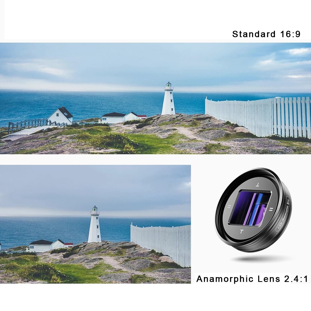 APEXEL Anamorphic Lens 1.33X Widescreen Movie Lens 4K HD Vlog Shooting Deformation Filmmaking For iPhone Xiaomi Samsung Phones