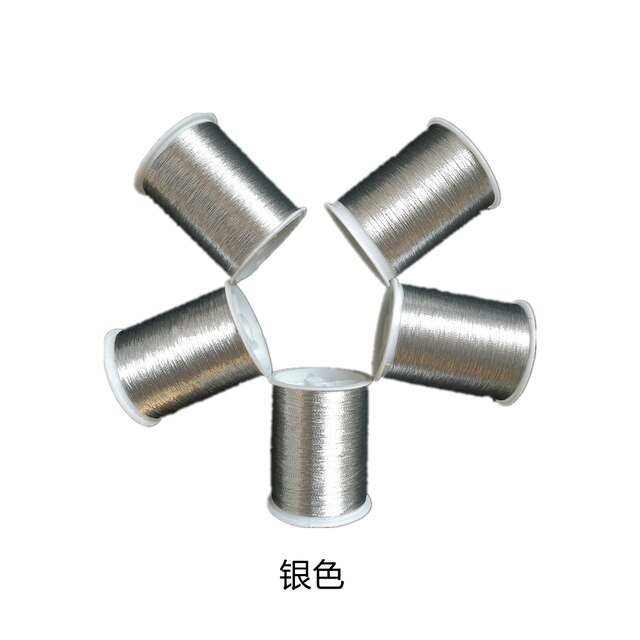 Metall draht nicht verblassen fest kreuz stich bunte seidenfaden perlen hand seil schmuck zubehör nähgarn: Silver 1pcs