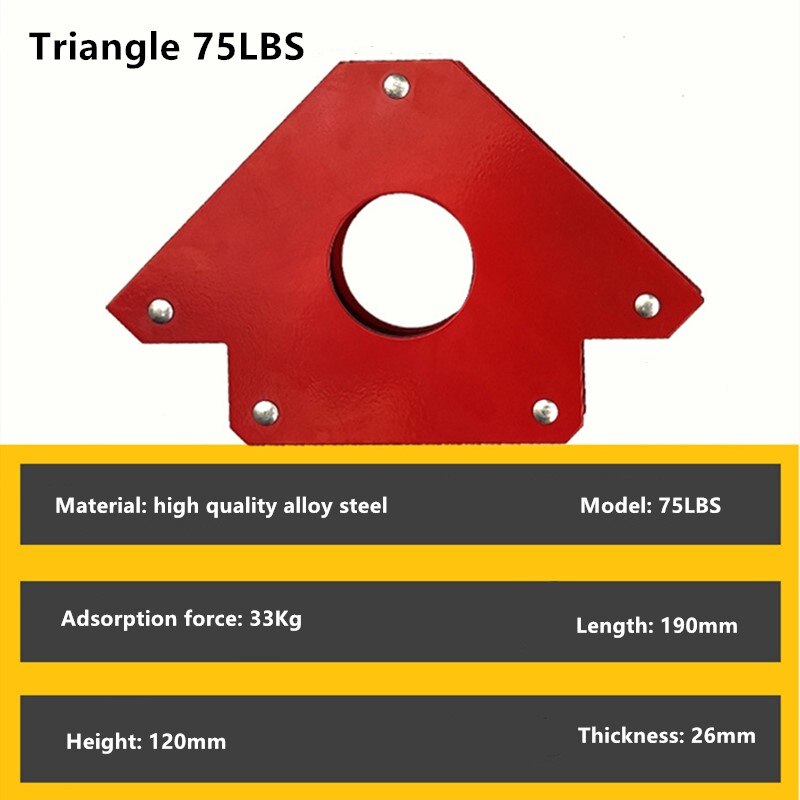 Triangle / Polygon Multi-angle Magnet Welding Holder Arrow Magnetic Clamp for Welding Magnet Rivet Process Tools 25/50/75LBS: Triangle 75LBS