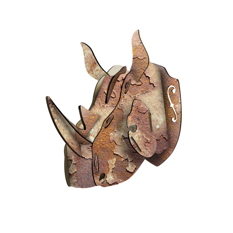 3D Dierenkop Muur Mount Herten/Eenhoorn/Rhino Hoofd Houten Diy Speelgoed Kinderkamer Muur Opknoping Decoratie Verjaardag kerstcadeau: 2