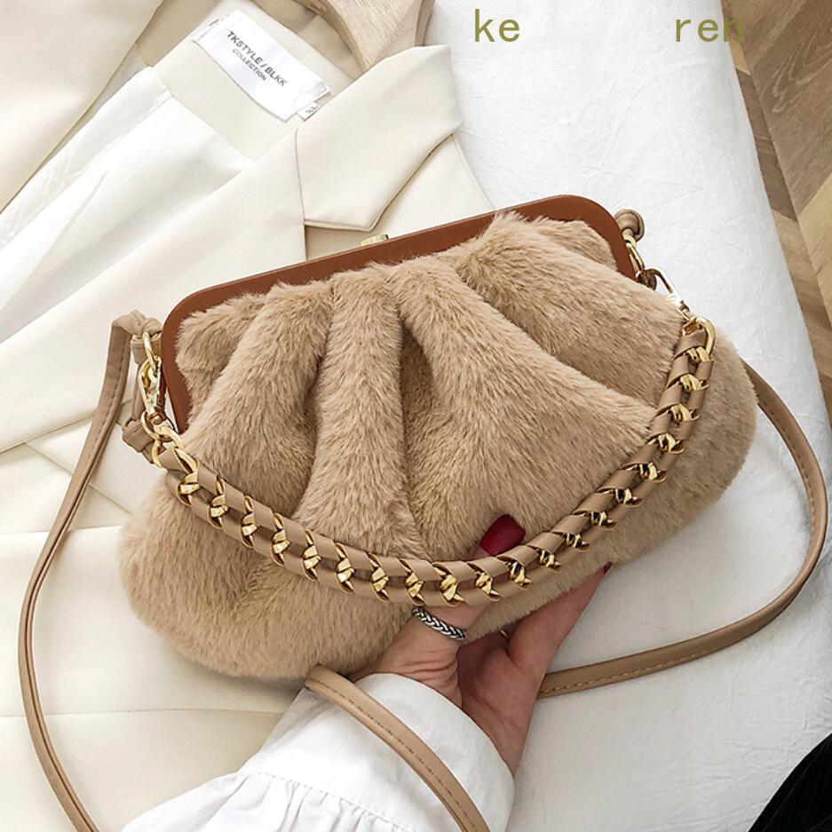 Faux Fur Small Soft Crossbody Bags for Women Winter Trend Shoulder Handbags Branded Trending Shell Bags and Purses