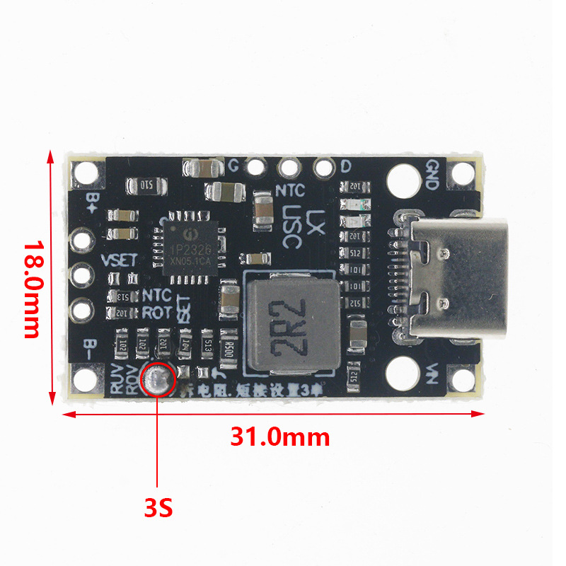 Usb 2s 3s bms 15w 8.4v 12.6v 1.5a módulo de impulso de carregamento de bateria de lítio com suporte balanceado carga rápida com indicador tipo-c: CÉU AZUL