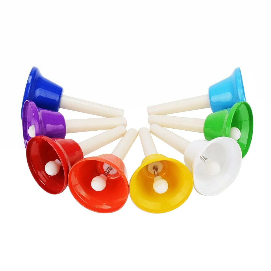 Handbell Hand Bell Acht-Tone Note Kleur Kinderen Muziek Speelgoed Slaginstrument Octaaf Klasse Bel Metalen Bel Tafelbel: Default Title