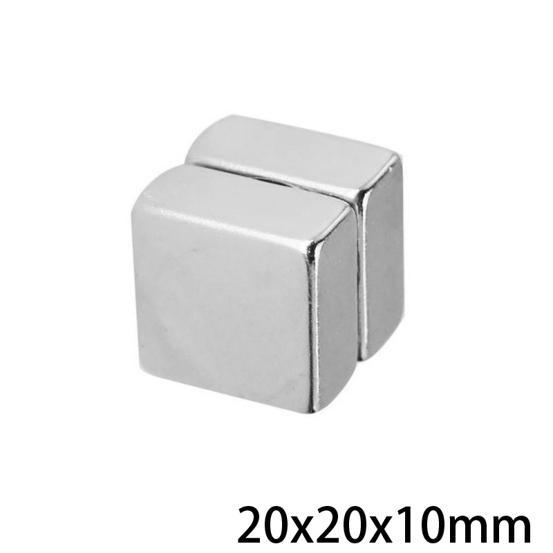 Aimant de recherche carré N35 Super puissant en néodyme, bloc de 20x20x10mm, 1/2/3/5/10/15 pièces
