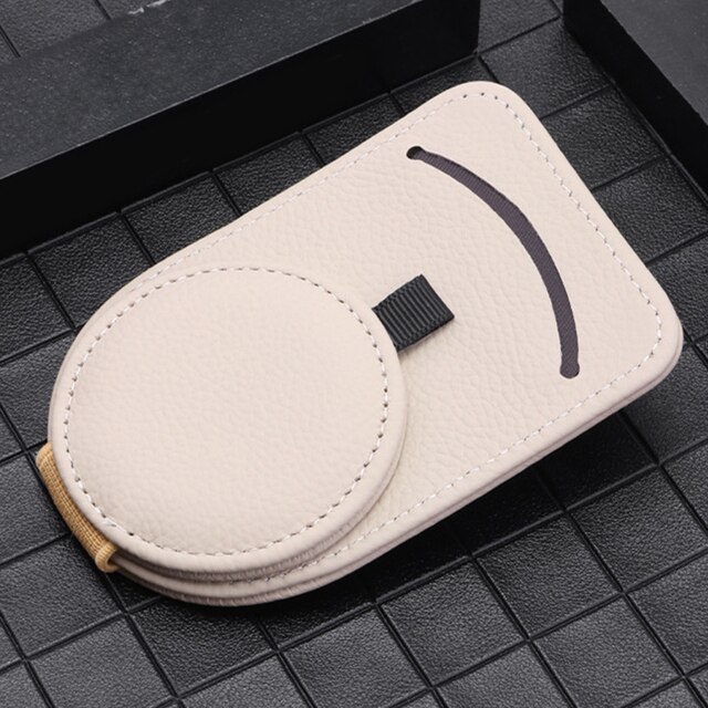 Uniwersalna osłona przeciwsłoneczna robić samochodu podkładki strąk szklanki skórzany klips robić okularów magnetyczne okulary przeciwsłoneczne z klapkami uchwyt na karty zapięcie wnętrze Organizer: Beige