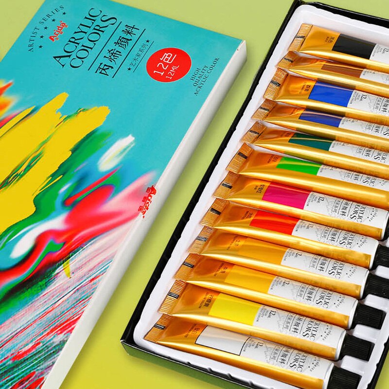 Art Supplies Acrylic Paints 12/18/24 Colors 12ml Tubes Artist Drawing Painting Pigment Hand Painted Wall Paint DIY