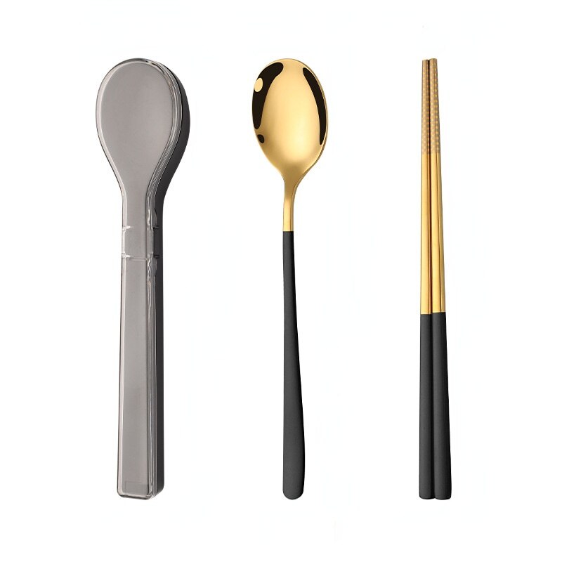 304 Stainless Steel Chopsticks Spoon Set Cutlery Set Flatware Set Tableware Soup Spoon Portable Cultery With Box