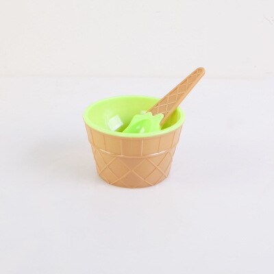 1 Set Ice Cream Bowl Spoon Clear/Fluffy Slime Box Popular Kids Food Play Toys for Children Charms Lizun Clay DIY Kit Accessories: Green