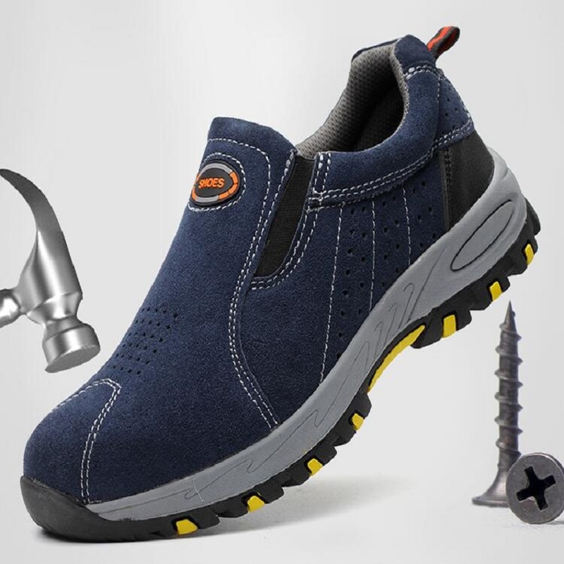 Steel Toe Safety Work Shoes Men Summer Breathable Slip On Casual Boots Mens Labor Insurance Puncture Proof Shoe