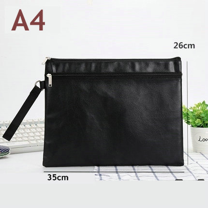Bolso de cuero PU con cremallera a prueba de agua, bolsa de documentos portátil para hombre, bolsa de archivo A4, bolsa para Documentos A5: A4