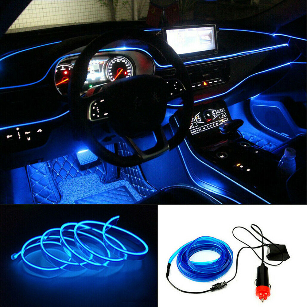 Auto LED Streifen 2 Meter Auto Dekoration Atmosphäre Lampe 12V Flexible Neon EL Draht Seil Innen LED Auto licht DIY