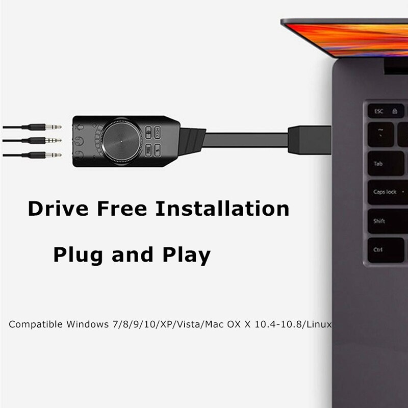 7.1Channel External USB Computer Game Sound Card For PUBG Gaming External Audio Card 3.5Mm USB Adapter Plug And Play PC