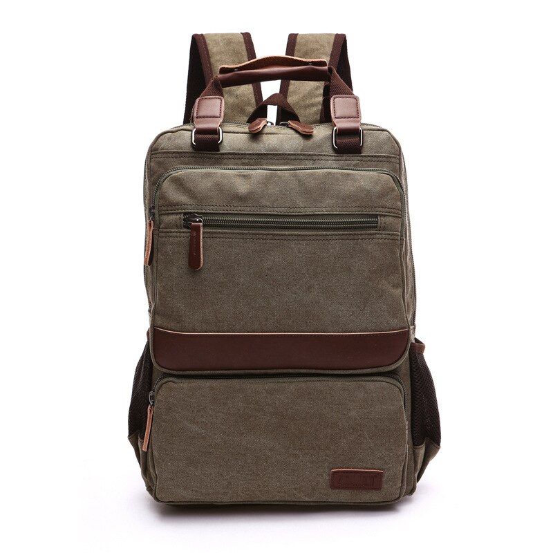 Men Laptop Backpacks Travel Backpack Multifunction Business Bag Anti Theft Canvas Male School Backpack: Army Green