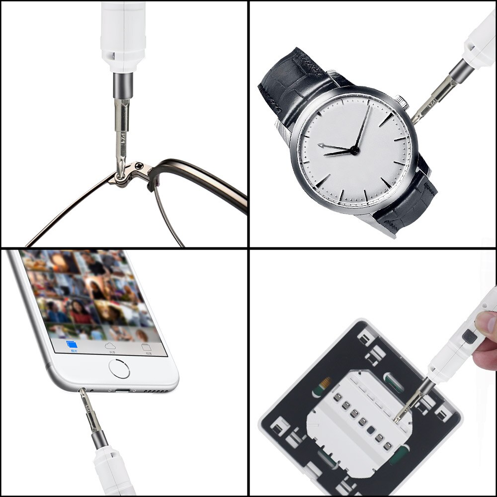 Mini Elektrische Schroevendraaier Set Accuschroevendraaier Draadloze Boor Met 10 Bits Reparatie Usb Opladen Boor Gereedschap Voor Telefoon