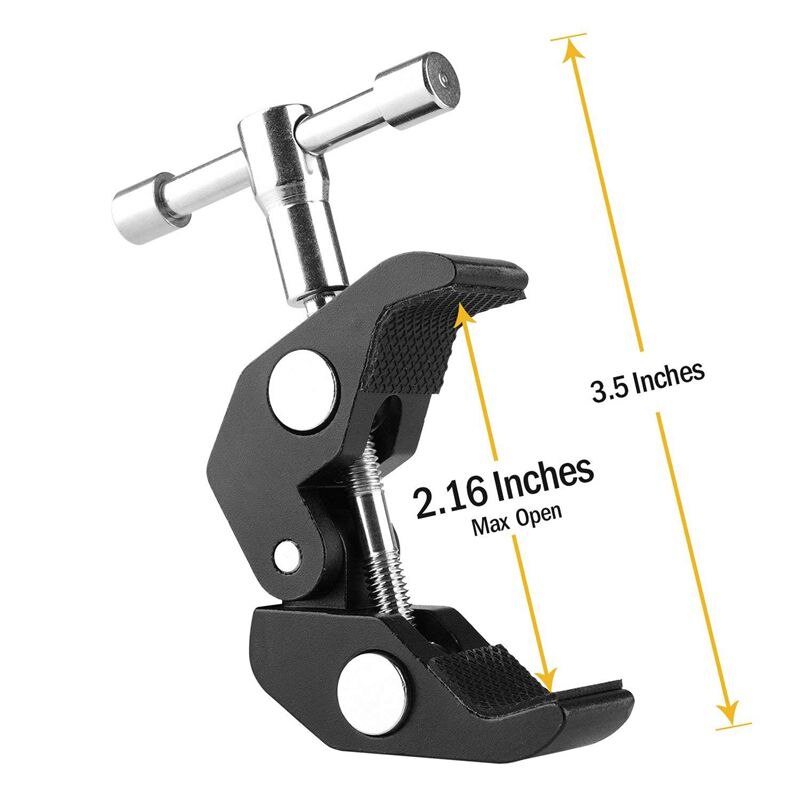 2Pack Super Clamp Crab Clamp Photography with / 1/4 and 3/8 inch Thread Rod Clamp Pliers Clip for DSLR Rig Cameras, 15mm Rods, L