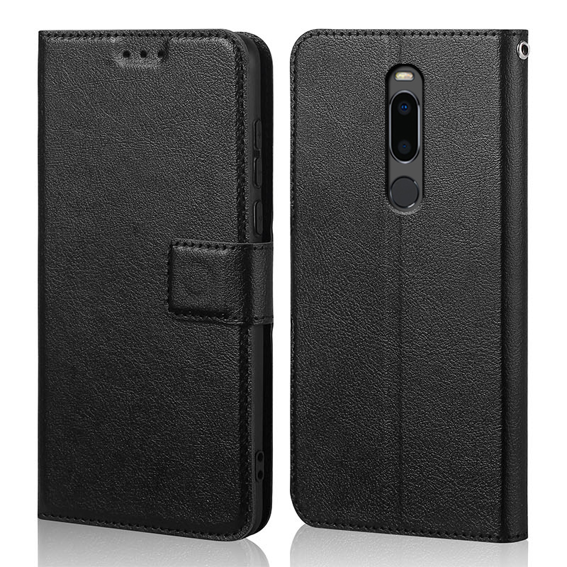 Para Meizu M8 funda de lujo con tapa magnética de cuero PU funda tipo billetera para Meizu V8 pro funda con ranura para tarjetas funda para libro Coque: ABS / Negro