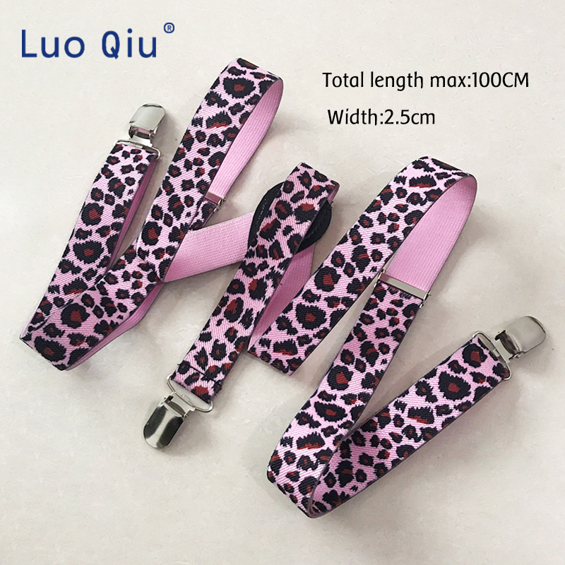 populaire mannen, vrouwen, zwarte sling, verstelbare elastische luipaard print, roze broek clip
