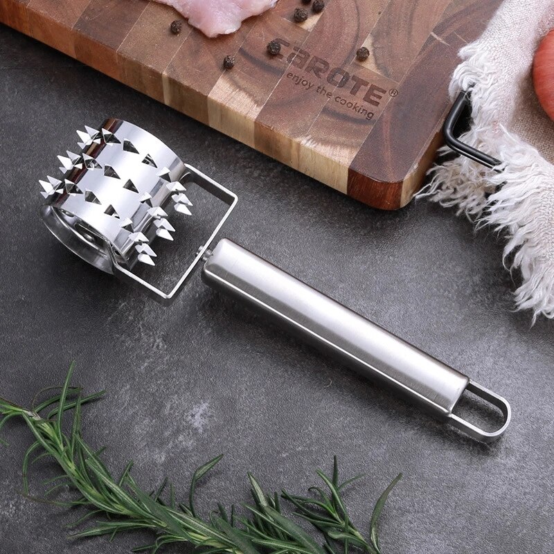 Kitchen Accessories Gadget Stainless Steel Meat Tenderizer Meat Hammer Baking Puncture Wheel Rolling Needle Puncture Knife