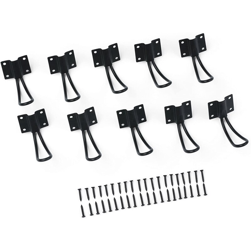 10Pack Rustic Entryway Hooks of Black Wall Mounted Vintage Double Coat Hangers with Large Metal Screws Included