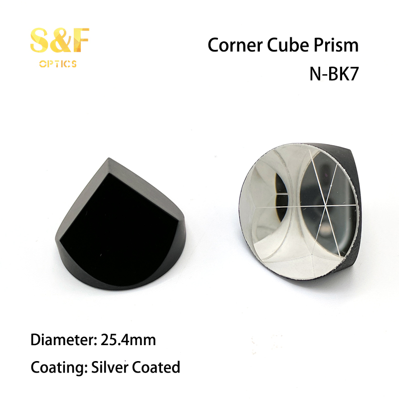 S &amp; F BK7 Zilver Gecoat 1Inch Hoek Kubus Prisma, Plated 25.4Mm Trihedral Retroreflector, 5 Arc Secs Terugkeer Beam