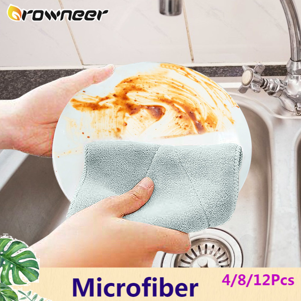 4/8/12Pcs Multifunction Microfiber Super Absorbent Cleaning Cloth Oil-free Antibacterial Absorb.Comfortable Household Wipe Rag